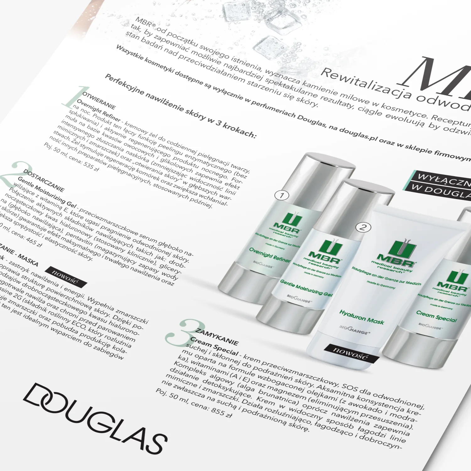 Reklama marki MBR w magazynie Douglas